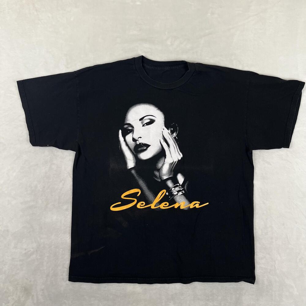 Selena T-Shirt Mens XL Black Photo Portrait Graphic Music Retro Vintage